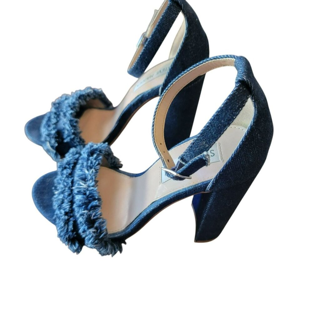Steve Madden Carson Block Heel, Women 5M, Denim Blue, 4" Heel, EUC - Picture 2 of 7